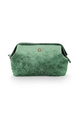 Pip Pochette Cosmétique Extra Large Velours Matelassé Vert 30x20,7x13,8cm