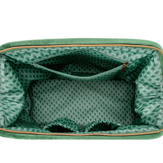 Pip Trousse Cosmétique Extra Large Velours Matelassé Vert 30x20,7x13,8cm
