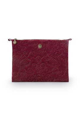 Pip Studio Charly Pochette Cosmétique Plate Grande Velours Quiltey Days Rouge 30x22x1 cm