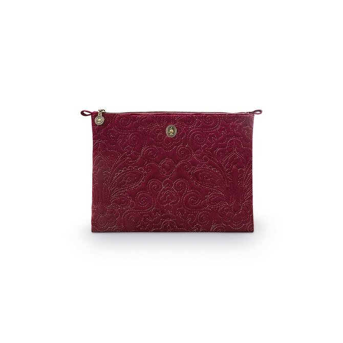 Pip Pochette Cosmétique Plate Grande Velours Quiltey Days Rouge 30x22x1cm