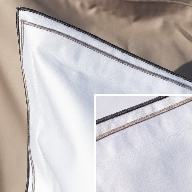 Taie d'oreiller Dommelin Volant Dreamliner Satin 600TC Blanc 60x70 cm