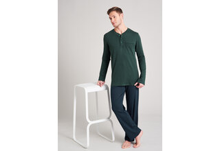 Schiesser heren pyjama lang 175640 dark green 54