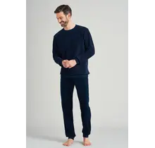 Schiesser heren pyjama lang 175605 nachtblauw 58