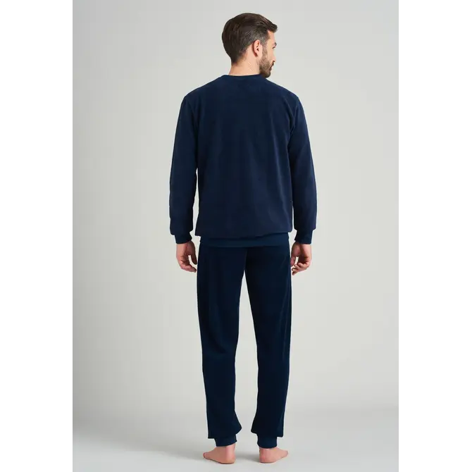 Pyjama long pour homme Schiesser 175605 bleu nuit 58