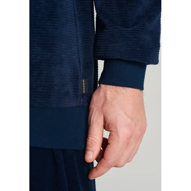 Schiesser heren pyjama lang 175605 nachtblauw 58