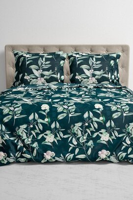 Heckett&Lane GOTS Cleo Housse de Couette Vert Bouteille
