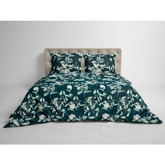 Heckett&Lane GOTS Cleo Housse de Couette Vert Bouteille
