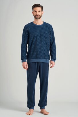 Pyjama long pour homme Schiesser 175603 bleu jean 58