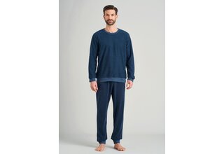 Schiesser heren pyjama lang 175603 jeansblue 58