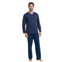 Schiesser Pyjama 159622 heren blauw/rood