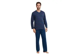 Schiesser Pyjama 159622 heren blauw/rood