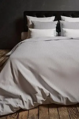 Heckett&Lane Uni Stripe Housse de Couette Glacier gris