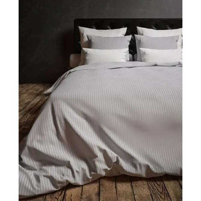 Heckett&Lane Uni Stripe Dekbedovertrek Glacier grey