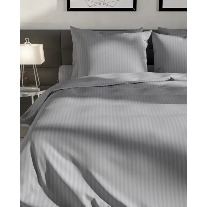 Heckett&Lane Uni Stripe Dekbedovertrek Glacier grey