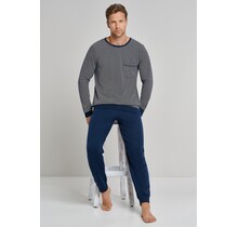 Pyjama pour hommes Schiesser 173866 long bleu nuit