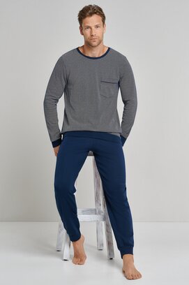 Pyjama pour homme Schiesser 173866 long bleu nuit