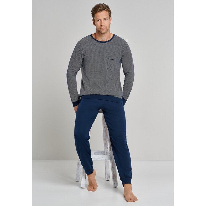 Schiesser herenpyjama 173866 lang nachtblauw
