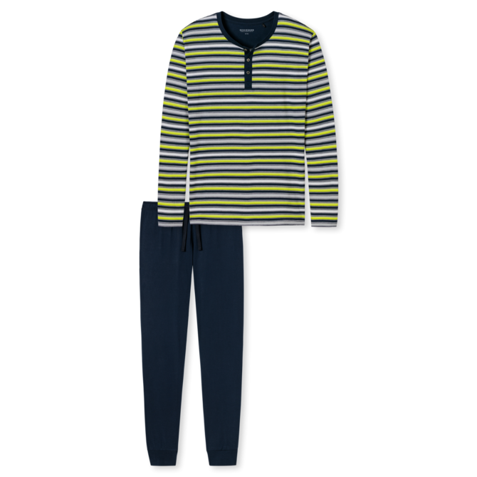 Schiesser heren pyjama lang 166145 citroen Maat 48