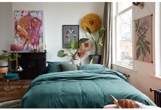 At Home by BeddingHouse Tender Dekbedovertrek - Blauwgroen 240x200/220