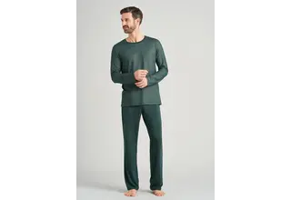 Schiesser heren pyjama lang 175586 dark green 56