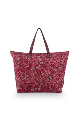 Pip Studio Tilda Sac cabas grand matelassé Rêves de Marguerite Rouge 66x20x44cm