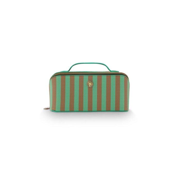 Pip Studio Cyrille Trousse cosmétique Moyenne Rayée Verte 23.5x11x5x22cm