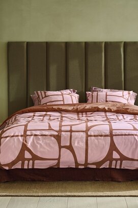 VT wonen Dekbedovertrek Bold Shapes Zachtroze 200x200/220 cm