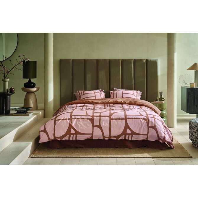 VT wonen Dekbedovertrek Bold Shapes Zachtroze 200x200/220 cm