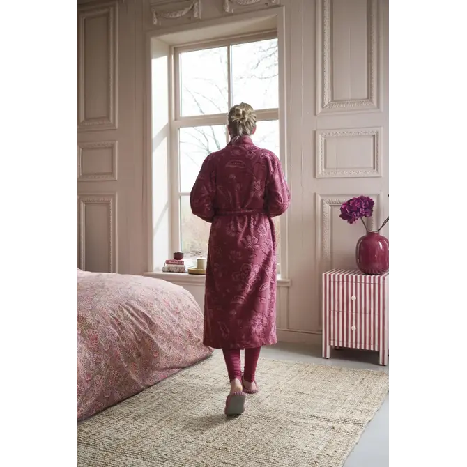 Pip Studio  Jasmin Jacquard Peignoir rose foncé XS