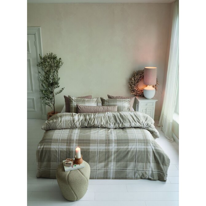Rivièra Maison Housse de couette Tartan Check Sable 260x200/220 cm