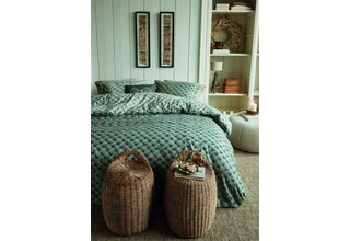 Rivièra Maison Dekbedovertrek Woven Wool Groen 260x200/220 cm