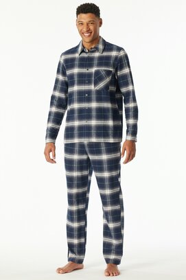 Schiesser Heren Pyjama Long  nightblue 182029 54/XL