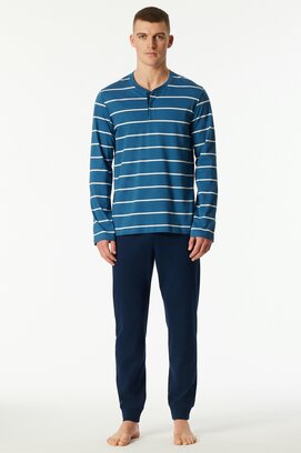 Schiesser Heren Pyjama Long  darkblue 183124 48/S