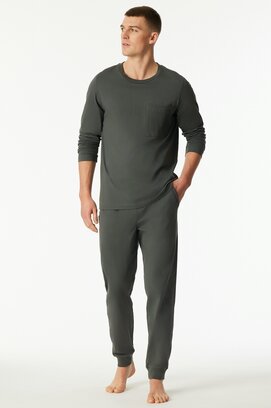 Schiesser Heren Pyjama Long  darkgreen 183125 56/XXL