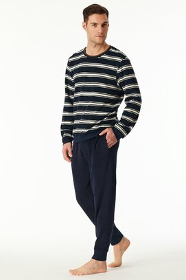 Schiesser Heren Pyjama Long  nightblue 183128 56/XXL