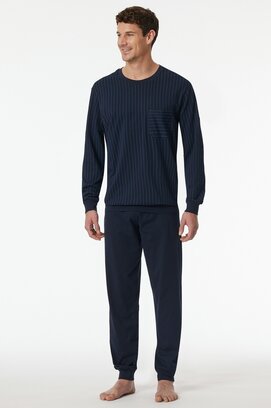 Schiesser Homme Pyjama long  bleu foncé 182196 58/3XL