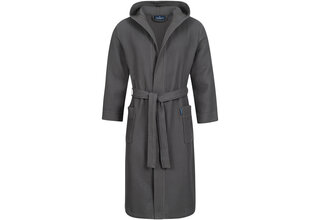 Morgenstern badjas Andrea wafelstof met Capuchon 120cm Antraciet L