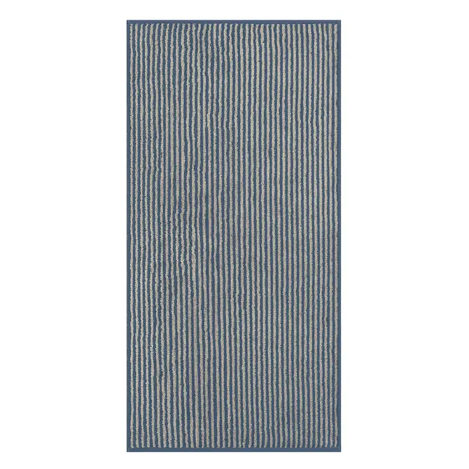 Cawö Two-Tone Stripe Handdoek 50x100 nachtblau