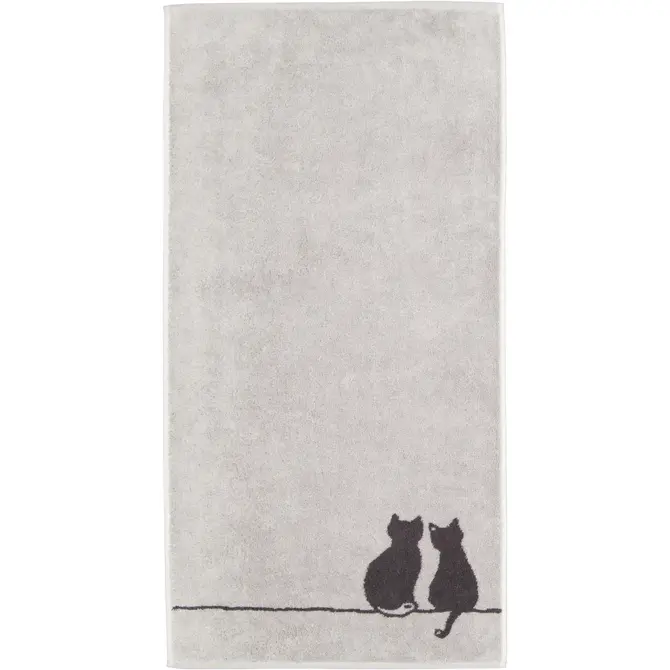 Cawö Cute Cats Handdoek 50x100 platin/basalt