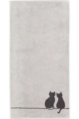 Cawö Cute Cats 6263 Badlaken 80x150 platin/basalt