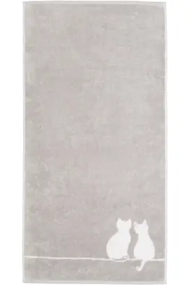 Cawö Cute Cats 6263 Handdoek 50x100 platin/wit