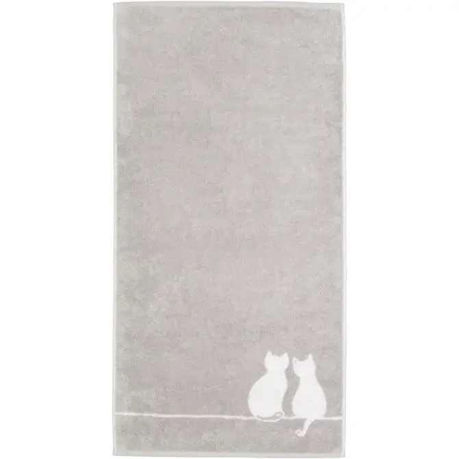 Cawö Cute Cats Handdoek 50x100 platin/wit
