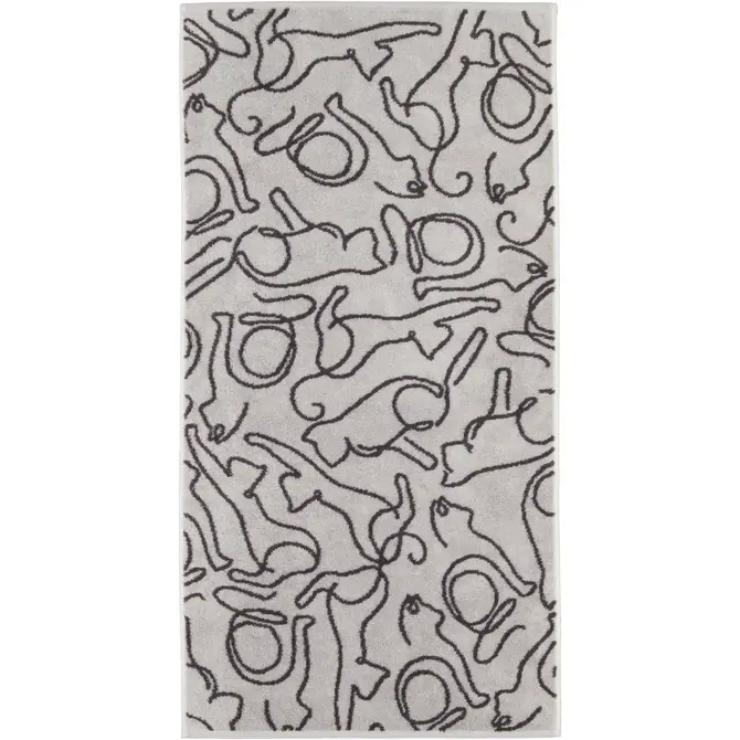 Cawö Cute Cats Badlaken 80x150 platin/basalt