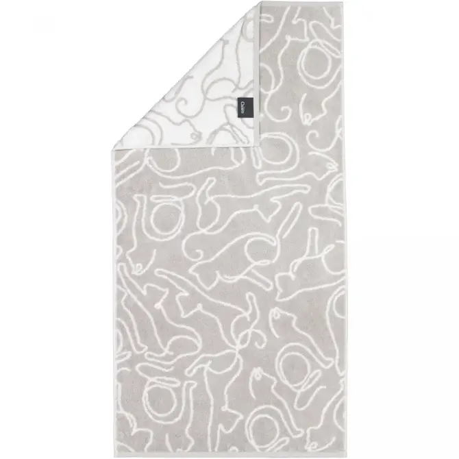 Cawö Cute Cats Handdoek 50x100 platin/wit