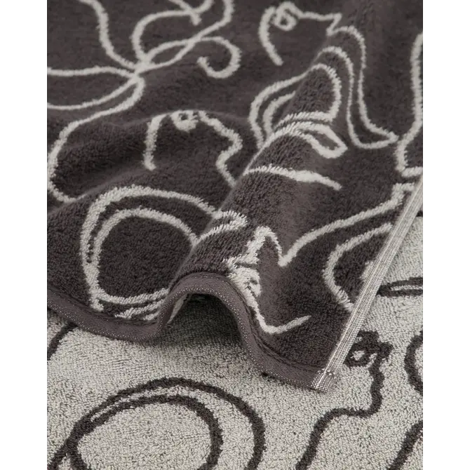 Cawö Cute Cats Badlaken 80x150 basalt/platin