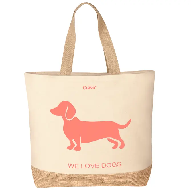 Cawö We love dogs/ Tas Tas  40x55 natur/pink-orange