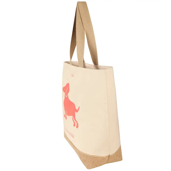 Cawö We love dogs/ Tas Tas  40x55 natur/pink-orange