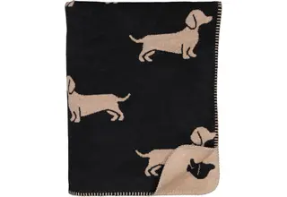 Cawö We love dogs 62460 Woonplaid 150x200 zwart/beige
