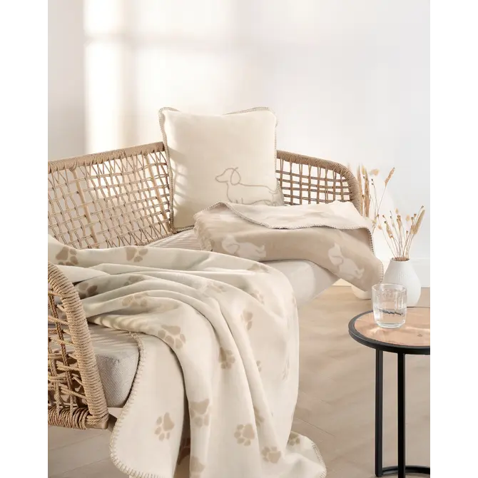 Cawö We love dogs  Woonplaid 150x200 natur/beige