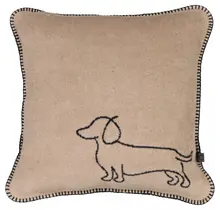 Cawö We love dogs  Kussen 50x50 zwart/beige